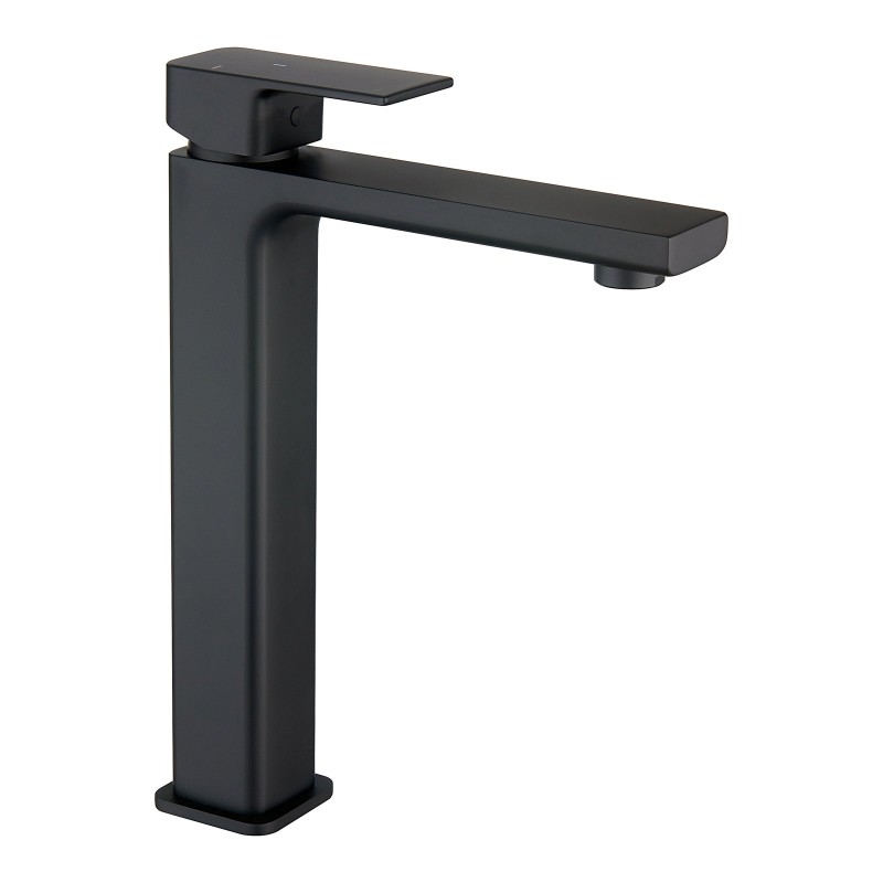Quadrado Square Tall ECO Control/Cold Water Start Basin Mixer - Matte Black