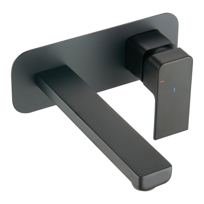 Quadrado Square Wall Mounted ECO Control/Cold Water Start Basin Mixer - Matte Black