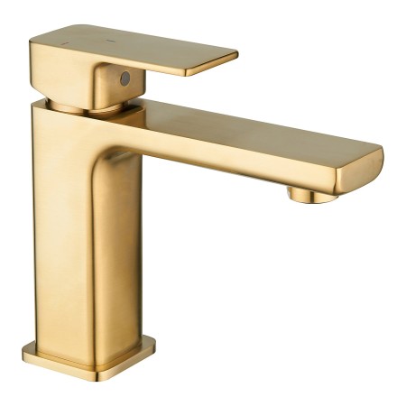 Quadrado Square ECO Control/Cold Water Start Basin Mixer - Brushed Brass