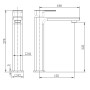 Quadrado Square Tall ECO Control/Cold Water Start Basin Mixer - Brushed Brass, technical drawing