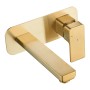 Quadrado Square Wall Mounted ECO Control/Cold Water Start Basin Mixer - Brushed Brass