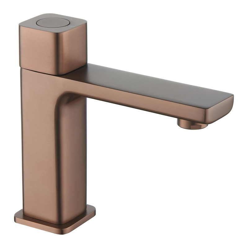 Quadrado Square Push Button Basin Mixer - Brushed Bronze