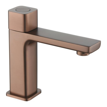Quadrado Square Push Button Basin Mixer - Brushed Bronze