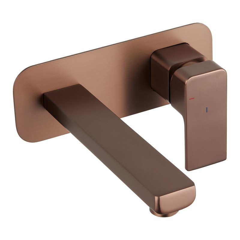 Quadrado Square Wall Mounted ECO Control/Cold Water Start Basin Mixer - Brushed Bronze
