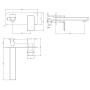 Quadrado Square Wall Mounted ECO Control/Cold Water Start Basin Mixer - Brushed Bronze, technical drawing