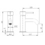 Redondo Round ECO Control/Cold Water Start Basin Mixer - Chrome, technical drawing