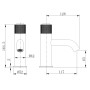 Redondo Round Push Button Basin Mixer - Chrome, technical drawing