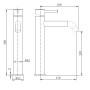 Redondo Round Tall ECO Control/Cold Water Start Basin Mixer - Chrome, technical drawing