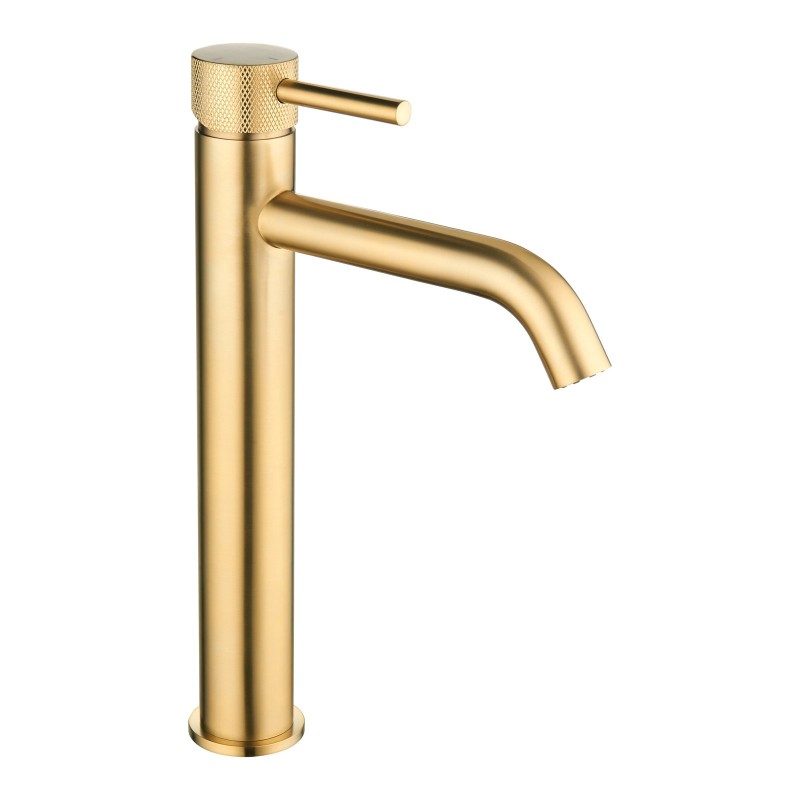 Redondo Round Tall ECO Control/Cold Water Start Basin Mixer - Brushed Brass