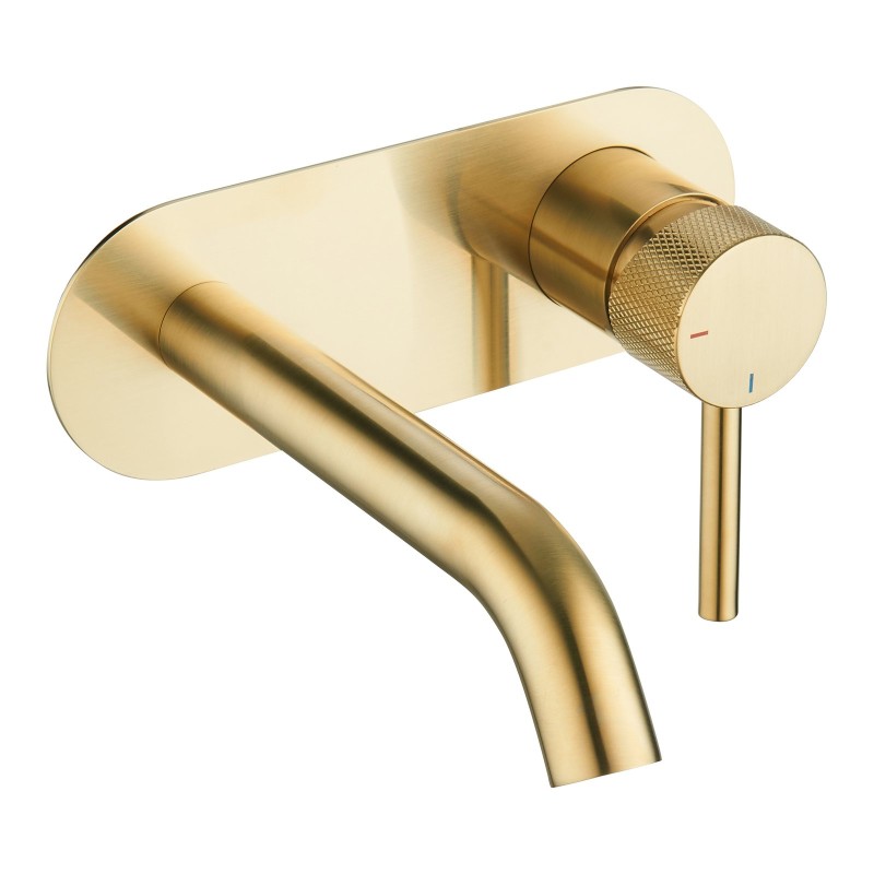 Redondo Round Wall Mounted ECO Control/Cold Water Start Basin Mixer - Brushed Brass