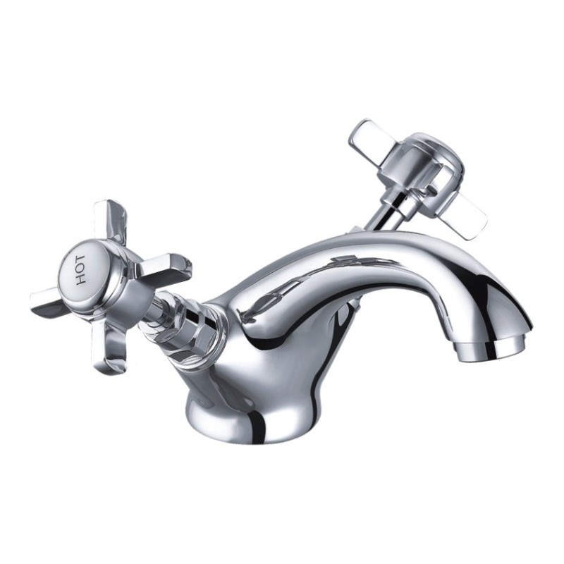 Tenby Cross Traditional Cross Basin Mixer - Chrome