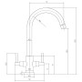 Monmouth Dual Kitchen Tap - Chrome, technical drawing