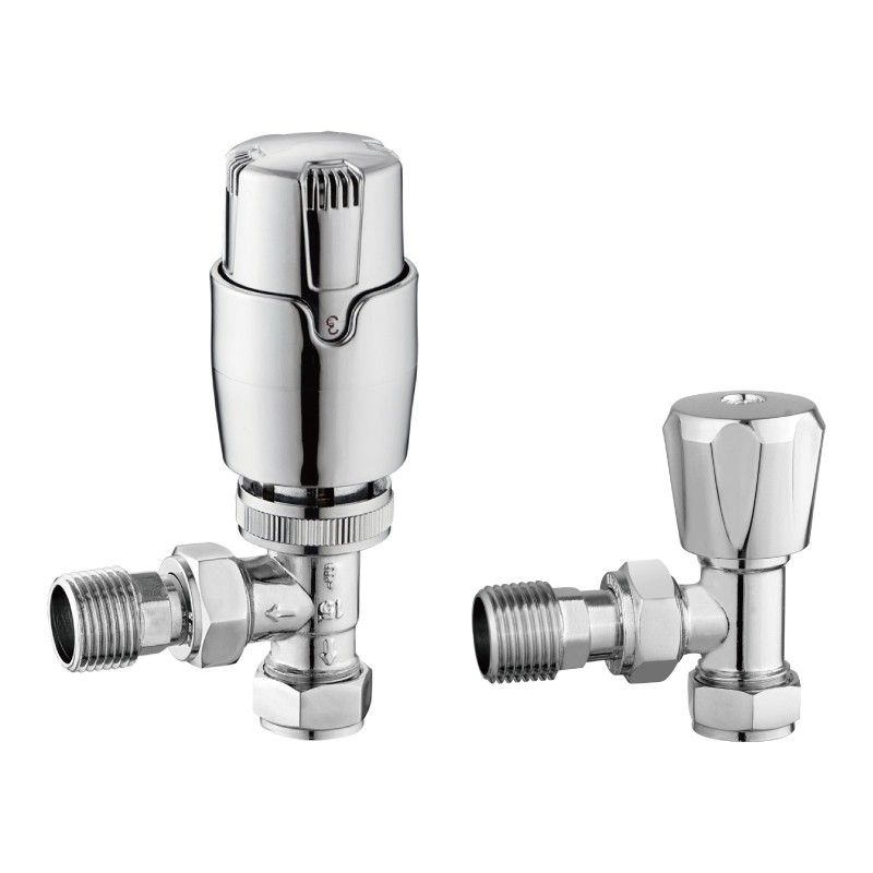 Angle TRV Rad Valves Twin Pack - Chrome