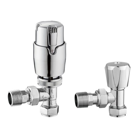 Angle TRV Rad Valves Twin Pack - Chrome