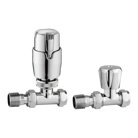 Straight TRV Rad Valves Twin Pack - Chrome