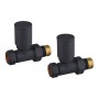 Modern Round Straight Towel Rail Valves - Anthracite