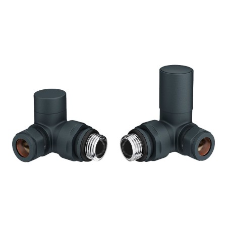Corner Towel Rail Radiator Valves - Anthracite