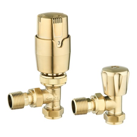 Angle TRV Rad Valves - Brushed Brass