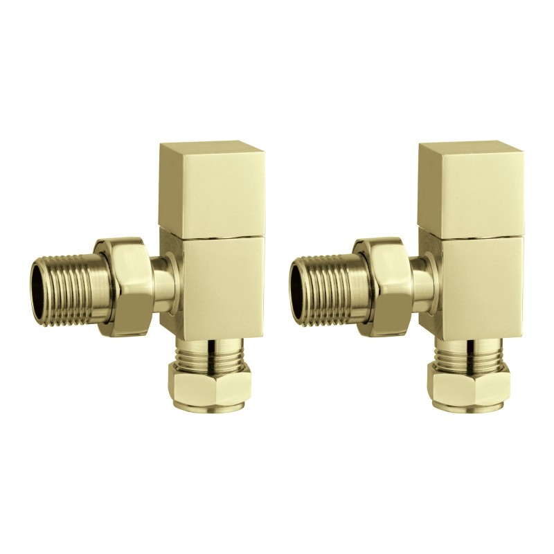 Cubic Angled Rad Valve - Brushed Brass