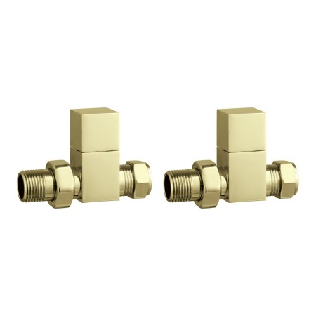 Cubic Straight Rad Valve - Brushed Brass