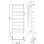 Hastings Towel Warmer 1200x500mm - Brushed Bronze, technical drawing