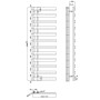 Milton Offset Towel Radiator 1564x500mm - Brushed Brass, technical drawing