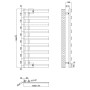 Milton Offset Towel Radiator 1156x500mm - Chrome, technical drawing