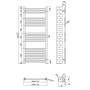 Omata Premium Ladder Towel Rail 1200x500mm - Brushed Brass, technical drawing