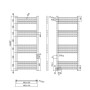 Paloma Electric Heater 1200x500mm - Matte Black, technical drawing