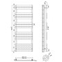 Queenstown Flat Panel Towel Radiator 1600x600mm - Chrome, technical drawing