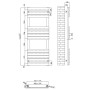 Queenstown Flat Panel Towel Radiator 1200x450mm - Anthracite, technical drawing