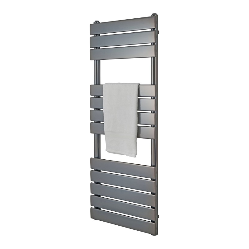 Queenstown Flat Panel Towel Radiator 1200x450mm - Gunmetal