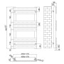 Queenstown Designer Towel Radiator 800x450mm - Brushed Brass, technical drawing