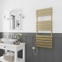 Queenstown Electric Pre-Filled Towel Rail with Thermo Element 1200x450mm - Brushed Brass