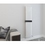 Taupo Aluminium Radiator 1800x375mm - White in a bathroom setting