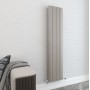 Taupo Aluminium Radiator 1800x375mm - Soft Coffee in a bathroom setting