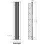Taupo Aluminium Radiator 1800x375mm - Soft Coffee, technical drawing