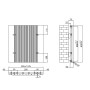Taupo Aluminium Radiator 600x565mm - Matte White, technical drawing