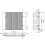 Taupo Aluminium Radiator 600x755mm - Matte Black, technical drawing