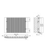Taupo Aluminium Radiator 600x945mm - Matte White, technical drawing
