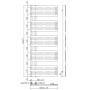 Wellington Offset Towel Radiator 1292x500mm - Anthracite, technical drawing