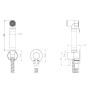 Round Douche Diverter Kit - Brushed Brass, technical drawing