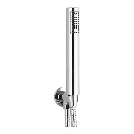 Round Wall Outlet Elbow with Bracket, Hose & Handset - Chrome