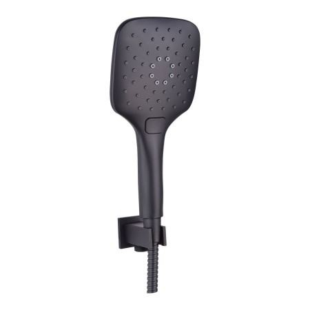 Square Wall Outlet Elbow with Bracket, Hose & Handset - Black