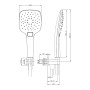 Square Wall Outlet Elbow with Bracket, Hose & Handset - Black, technical drawing