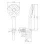 Round Wall Outlet Elbow with Bracket, Hose & 3 Mode Handset - Brushed Bronze, technical drawing