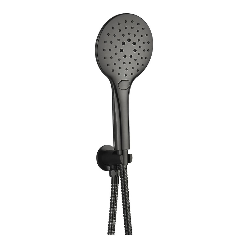 Round Wall Outlet Elbow with Bracket, Hose & 3 Mode Handset - Gunmetal