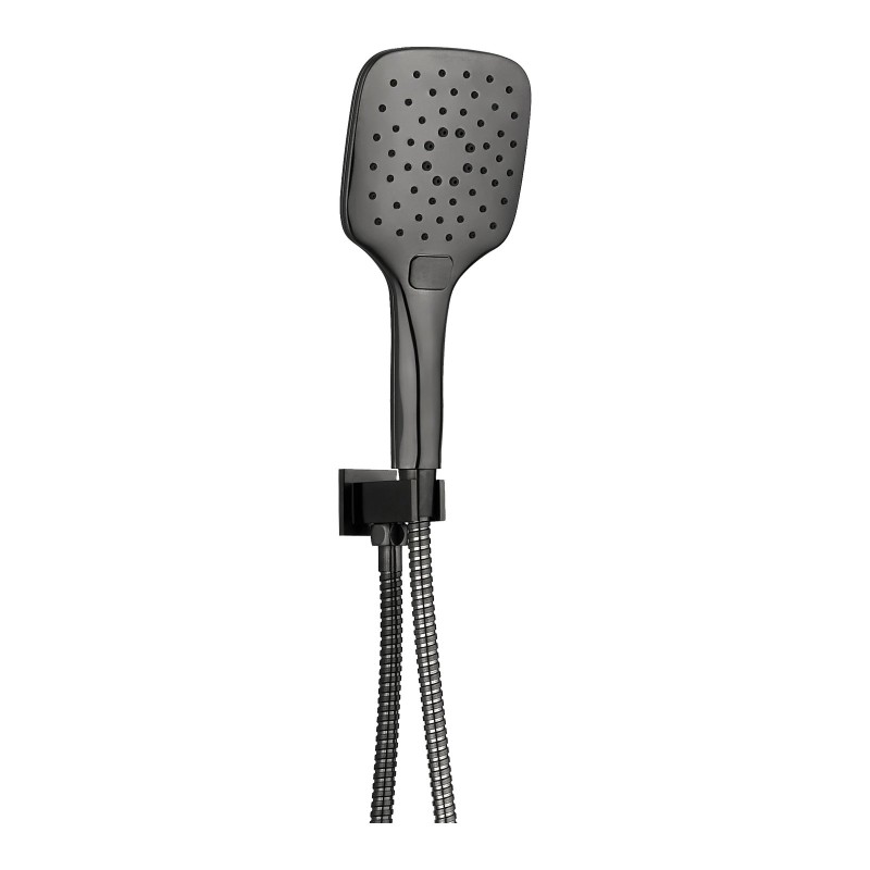 Square Wall Outlet Elbow with Bracket, Hose & 3 Mode Handset - Gunmetal
