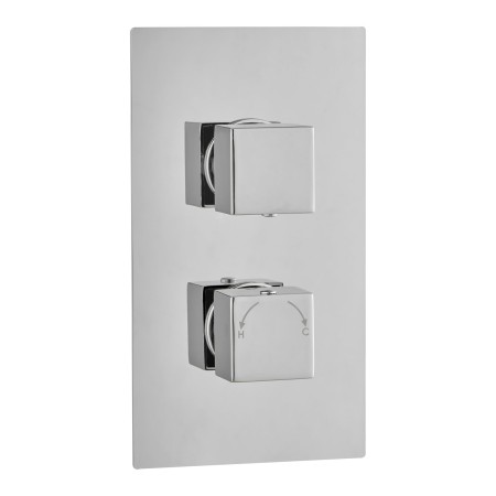 Square Concealed Thermostatic 2 Handle 1 Way Shower Valve - Chrome
