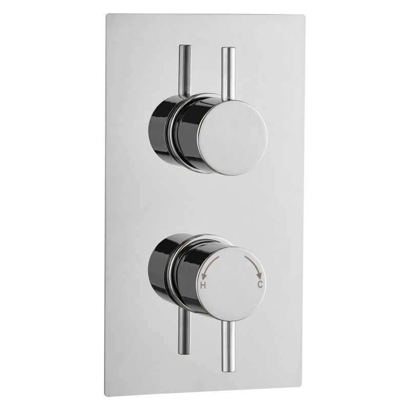 Round Concealed Thermostatic 2 Handle 1 Way Shower Valve - Chrome